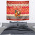 Native American Christmas Tapestry with Red & Orange Geometric Pattern Santa Claus and Teepee Motif - Wonder Print Shop