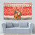 Native American Christmas Tapestry with Red & Orange Geometric Pattern Santa Claus and Teepee Motif - Wonder Print Shop