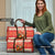 Native American Christmas Travel Bag with Red & Orange Geometric Pattern Santa Claus and Teepee Motif - Wonder Print Shop