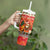 Native American Christmas Tumbler With Handle with Red & Orange Geometric Pattern Santa Claus and Teepee Motif - Wonder Print Shop