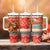 Native American Christmas Tumbler With Handle with Red & Orange Geometric Pattern Santa Claus and Teepee Motif - Wonder Print Shop