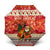 Native American Christmas Umbrella with Red & Orange Geometric Pattern Santa Claus and Teepee Motif - Wonder Print Shop