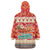 Native American Christmas Wearable Blanket Hoodie with Red & Orange Geometric Pattern Santa Claus and Teepee Motif - Wonder Print Shop