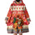 Native American Christmas Wearable Blanket Hoodie with Red & Orange Geometric Pattern Santa Claus and Teepee Motif - Wonder Print Shop