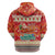 Native American Christmas Zip Hoodie with Red & Orange Geometric Pattern Santa Claus and Teepee Motif - Wonder Print Shop