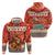 Native American Christmas Zip Hoodie with Red & Orange Geometric Pattern Santa Claus and Teepee Motif - Wonder Print Shop