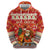 Native American Christmas Zip Hoodie with Red & Orange Geometric Pattern Santa Claus and Teepee Motif - Wonder Print Shop