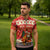 Native American Christmas Zipper Polo Shirt with Red & Orange Geometric Pattern Santa Claus and Teepee Motif - Wonder Print Shop
