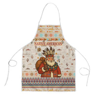 Native American Christmas Apron with Beige Tribal Pattern Santa Claus and Dreamcatcher Motif - Wonder Print Shop