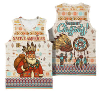 Native American Christmas Basketball Jersey with Beige Tribal Pattern Santa Claus and Dreamcatcher Motif - Wonder Print Shop