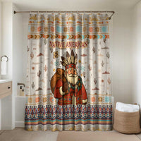 Native American Christmas Bathroom Set with Beige Tribal Pattern Santa Claus and Dreamcatcher Motif - Wonder Print Shop