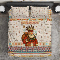 Native American Christmas Bedding Set with Beige Tribal Pattern Santa Claus and Dreamcatcher Motif - Wonder Print Shop
