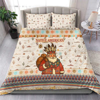 Native American Christmas Bedding Set with Beige Tribal Pattern Santa Claus and Dreamcatcher Motif - Wonder Print Shop