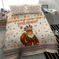 Native American Christmas Bedding Set with Beige Tribal Pattern Santa Claus and Dreamcatcher Motif - Wonder Print Shop