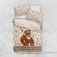 Native American Christmas Bedding Set with Beige Tribal Pattern Santa Claus and Dreamcatcher Motif - Wonder Print Shop