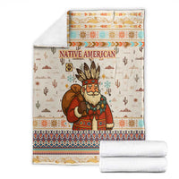 Native American Christmas Blanket with Beige Tribal Pattern Santa Claus and Dreamcatcher Motif - Wonder Print Shop