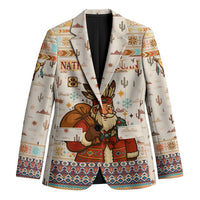 Native American Christmas Blazer with Beige Tribal Pattern Santa Claus and Dreamcatcher Motif - Wonder Print Shop