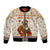 Native American Christmas Bomber Jacket with Beige Tribal Pattern Santa Claus and Dreamcatcher Motif - Wonder Print Shop