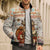 Native American Christmas Bomber Puffer Jacket with Beige Tribal Pattern Santa Claus and Dreamcatcher Motif - Wonder Print Shop