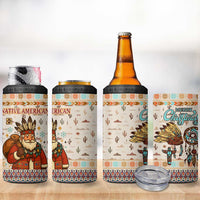 Native American Christmas 4 in 1 Can Cooler Tumbler with Beige Tribal Pattern Santa Claus and Dreamcatcher Motif - Wonder Print Shop