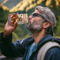 Native American Christmas 4 in 1 Can Cooler Tumbler with Beige Tribal Pattern Santa Claus and Dreamcatcher Motif - Wonder Print Shop