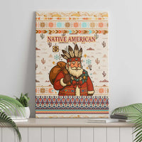 Native American Christmas Canvas Wall Art with Beige Tribal Pattern Santa Claus and Dreamcatcher Motif - Wonder Print Shop