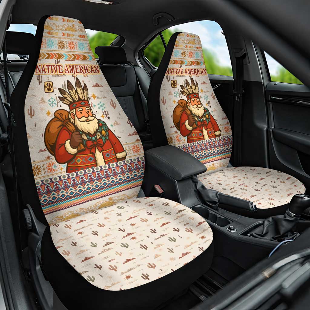 Native American Christmas Car Seat Cover with Beige Tribal Pattern Santa Claus and Dreamcatcher Motif - Wonder Print Shop