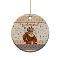 Native American Christmas Ceramic Ornament with Beige Tribal Pattern Santa Claus and Dreamcatcher Motif - Wonder Print Shop