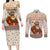 Native American Christmas Couples Matching Long Sleeve Bodycon Dress and Long Sleeve Button Shirt with Beige Tribal Pattern Santa Claus and Dreamcatcher Motif - Wonder Print Shop