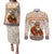 Native American Christmas Couples Matching Puletasi and Long Sleeve Button Shirt with Beige Tribal Pattern Santa Claus and Dreamcatcher Motif - Wonder Print Shop