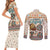 Native American Christmas Couples Matching Short Sleeve Bodycon Dress and Long Sleeve Button Shirt with Beige Tribal Pattern Santa Claus and Dreamcatcher Motif - Wonder Print Shop