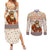 Native American Christmas Couples Matching Summer Maxi Dress and Long Sleeve Button Shirt with Beige Tribal Pattern Santa Claus and Dreamcatcher Motif - Wonder Print Shop