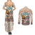 Native American Christmas Couples Matching Summer Maxi Dress and Long Sleeve Button Shirt with Beige Tribal Pattern Santa Claus and Dreamcatcher Motif - Wonder Print Shop