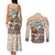 Native American Christmas Couples Matching Tank Maxi Dress and Long Sleeve Button Shirt with Beige Tribal Pattern Santa Claus and Dreamcatcher Motif - Wonder Print Shop