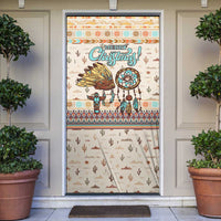 Native American Christmas Door Cover with Beige Tribal Pattern Santa Claus and Dreamcatcher Motif - Wonder Print Shop