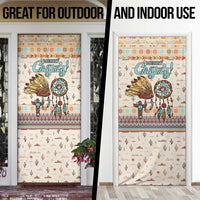 Native American Christmas Door Cover with Beige Tribal Pattern Santa Claus and Dreamcatcher Motif - Wonder Print Shop