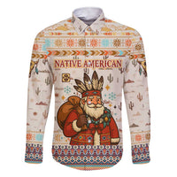 Native American Christmas Family Matching Short Sleeve Bodycon Dress and Hawaiian Shirt with Beige Tribal Pattern Santa Claus and Dreamcatcher Motif - Wonder Print Shop