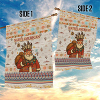 Native American Christmas Garden Flag with Beige Tribal Pattern Santa Claus and Dreamcatcher Motif - Wonder Print Shop
