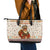 Native American Christmas Leather Tote Bag with Beige Tribal Pattern Santa Claus and Dreamcatcher Motif - Wonder Print Shop