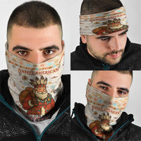 Native American Christmas Neck Gaiter with Beige Tribal Pattern Santa Claus and Dreamcatcher Motif - Wonder Print Shop