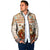 Native American Christmas Padded Jacket with Beige Tribal Pattern Santa Claus and Dreamcatcher Motif - Wonder Print Shop
