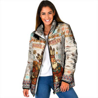 Native American Christmas Padded Jacket with Beige Tribal Pattern Santa Claus and Dreamcatcher Motif - Wonder Print Shop