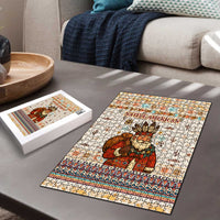 Native American Christmas Puzzle with Beige Tribal Pattern Santa Claus and Dreamcatcher Motif - Wonder Print Shop