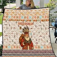 Native American Christmas Quilt with Beige Tribal Pattern Santa Claus and Dreamcatcher Motif - Wonder Print Shop