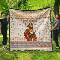 Native American Christmas Quilt with Beige Tribal Pattern Santa Claus and Dreamcatcher Motif - Wonder Print Shop