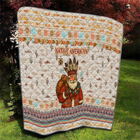 Native American Christmas Quilt with Beige Tribal Pattern Santa Claus and Dreamcatcher Motif - Wonder Print Shop