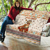 Native American Christmas Quilt with Beige Tribal Pattern Santa Claus and Dreamcatcher Motif - Wonder Print Shop