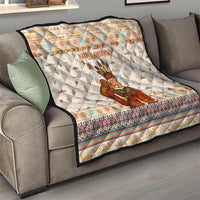 Native American Christmas Quilt with Beige Tribal Pattern Santa Claus and Dreamcatcher Motif - Wonder Print Shop