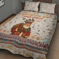 Native American Christmas Quilt Bed Set with Beige Tribal Pattern Santa Claus and Dreamcatcher Motif - Wonder Print Shop