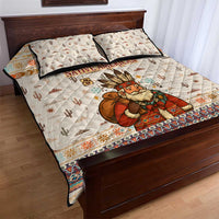 Native American Christmas Quilt Bed Set with Beige Tribal Pattern Santa Claus and Dreamcatcher Motif - Wonder Print Shop
